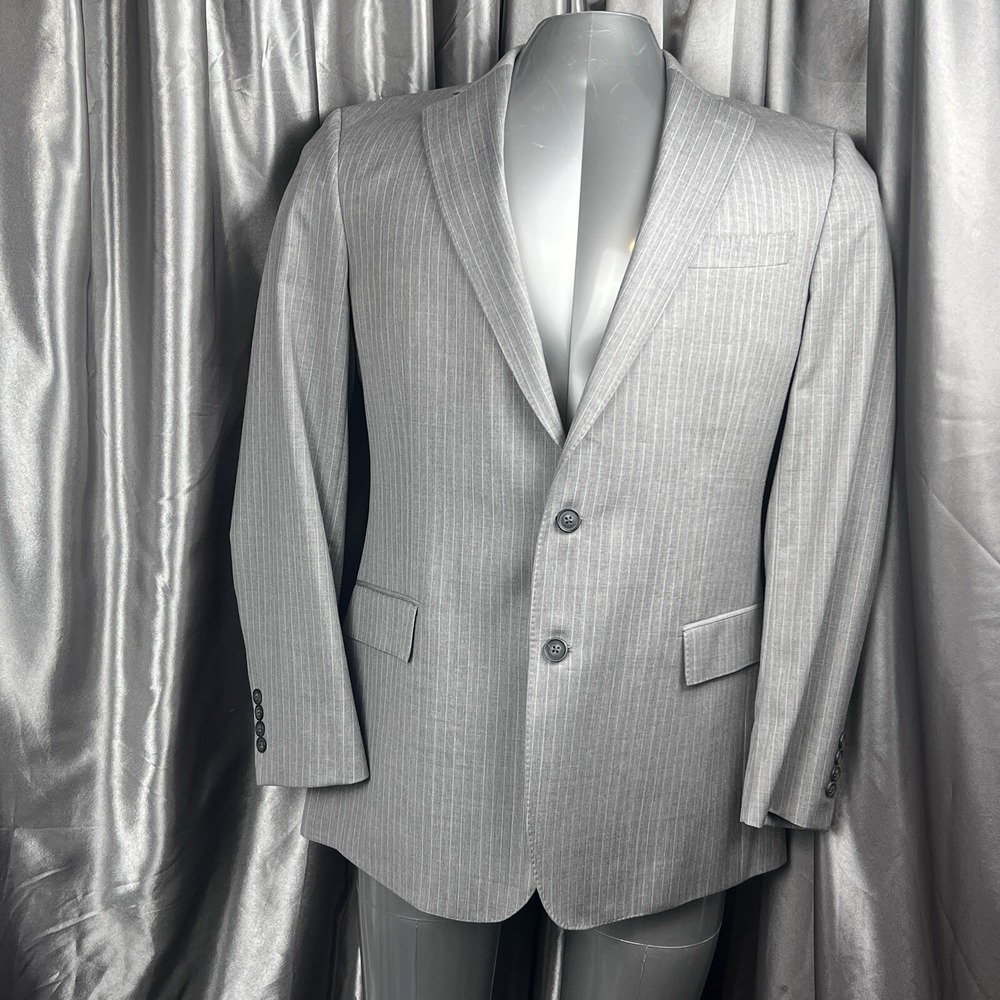 Brooks Brothers Regent Fit 41L Men's Coat Jacket Gray Stripe Tollegno 1900 Italy - Picture 4 of 16